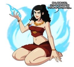 1girls armlet avatar_the_last_airbender azula bare_legs barefoot beachwear belly blue_fire bracelets cleavage female female_focus female_only fire firebending fit_female full_body grin horny_female imminent_incest kneeling lipstick long_hair midriff midriff_baring_shirt necklace ponytail pose posing princess propositioning ratopombo red_lipstick seductive seiza shorts simple_background skirt slim slim_female smile solo solo_female solo_focus suggestive talking_to_viewer tubetop tummy white_background