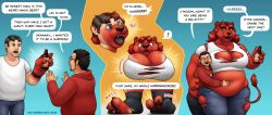 2024 alcohol anthro areola beard beer beverage big_breasts blue_background body_size_growth bottomwear breast_growth breasts claws clothing dialogue digital_media_(artwork) duo english_text eyewear facial_hair felid feline female footwear gender_transformation glasses growth hi_res holding_beverage holding_object hoodie human human_to_anthro male male/female mammal milton_(miltonholmes) miltonholmes mtf_transformation navel one_eye_closed open_mouth overweight overweight_anthro overweight_female pants pawpads ray_(ataripanther) red_body red_clothing red_hoodie red_topwear round_glasses sequence shirt simple_background size_difference size_transformation smile socks species_transformation tail tail_growth text topwear torn_clothing torn_footwear torn_socks transformation weight_gain white_clothing white_shirt white_topwear wink