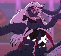 2024 angry bare_shoulders big_breasts big_hands big_nails blurred_background breasts carmilla_carmine cephalopod cleavage clenched_teeth clothed clothing clothing_pull coleoid demon demon_humanoid edwin_(poparc_nsfw) eyelashes female forced forced_exposure hair hazbin_hotel hellaverse helpless hi_res humanoid imminent_rape imminent_sex long_eyelashes long_hair marine mollusk octopodiform octopus poparc_nsfw pupils red_sclera restrained restrained_by_tentacles sexual_assault slit_pupils solo sucker_(anatomy) sweating_profusely teeth tentacle tentacle_around_arm tentacle_around_leg tentacle_around_neck tentacle_around_torso tentacle_on_crotch topwear topwear_pull undressing_another white_eyes wide_hips