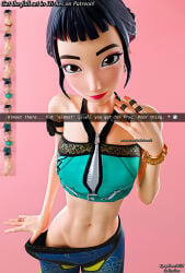 darkbahamuth zoey_(kpop_demon_hunters) kpop_demon_hunters fortnite 3d 3d_(artwork) female pinup teenager petite petite_body petite_female tummy belly midriff navel teasing