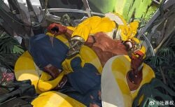 2025 abs anthro armor barazoku beard biceps black_facial_hair blue_clothing blue_legwear blue_tights boots clothed clothing cobra deltoids duo facial_hair footwear forest forked_tongue genitals gloves greaves handwear hi_res human human_on_anthro interspecies jungle leaf legless legwear licking male male/male mammal mask moustache muscular muscular_anthro muscular_human muscular_male neck_lick nipples pecs penis penis_grab plant purple_eyes red_boots red_clothing red_footwear red_gloves red_handwear red_mask reptile restrained_arms scales scalie shoes snake snake_hood sports_mask sportswear tights tongue tooboshoo topless tree weibo weibo_logo wrestling_mask yellow_body yellow_scales