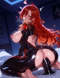 1girls ahoge ai ai_generated anal anal_masturbation anal_object_insertion anklet anus ass ass_cutout ass_focus balecxi bangs barefoot bed blush bodysuit bouncing_breasts breasts breasts_out breath clothing clothing_cutout curvaceous curvaceous_female curvaceous_figure curvy curvy_figure dildo dildo_riding earrings feet female female_focus female_masturbation female_only female_orgasm from_behind genshin_impact hair_between_eyes heart-shaped_pupils horny horny_female hoyoverse huge_ass huge_dildo indoors insertion jewelry kneeling large_breasts large_insertion latex long_hair looking_back masturbation mavuika_(genshin_impact) motion_blur motion_lines nipples no_bra object_insertion on_bed open_bodysuit parted_lips picture_frame pillow pussy pussy_juice pussy_peek red_eyes red_hair rolling_eyes sex sex_toy shiny_clothes shiny_skin sitting soles solo sweat symbol-shaped_pupils thick_thighs thigh_cutout thighs toe_scrunch toes uncensored unzipped vaginal_object_insertion very_long_hair voluptuous voluptuous_female wariza