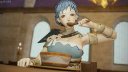 1girls 3d ancient_greek_clothes arm_up armlet armpits blue_dress blue_hair bowl bracelet braid breasts brown_eyes candle candlestand choker cleavage corruption crown_braid dancer dancer_(three_houses) dochaunt24 dress earrings eating female female_only femdom femsub fire fire_emblem fire_emblem:_three_houses greco-roman_clothes hallucination indoors jewelry large_breasts light_blue_hair marianne_von_edmund mind_control nintendo pillar plate post-timeskip rape short_hair single-shoulder_dress slave solo soup textless_version tray tricked unaware window