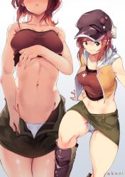 1girls 2d 2d_(artwork) 2d_artwork :o _teeth ai_generated ak4ci average_breasts bare_arms bare_belly bare_chest bare_hands bare_hips bare_knees bare_legs bare_midriff bare_navel bare_shoulders bare_skin bare_thighs belly belly_button boots breasts brown-eyed_female brown_eyes cap closed_mouth_smile collarbone curvaceous curvaceous_body curvaceous_female curvaceous_figure curvaceous_hips curvy curvy_body curvy_female curvy_figure curvy_hips digital digital_art digital_drawing digital_drawing_(artwork) digital_media digital_media_(artwork) elbows exposed_arms exposed_belly exposed_chest exposed_hips exposed_legs exposed_midriff exposed_navel exposed_shoulders exposed_skin exposed_thighs female female_focus female_only fingers groin head_tilt high_resolution highres hourglass_figure inguinal_crease inguinal_ligament lean_figure legs_closed legs_together linea_alba long_hair looking_at_viewer medium_breasts midriff multiple_views narrow_waist navel open_mouth panties parted_lips red-haired_female red_hair shiki_misaki shoulders simple_background skirt slender_body slender_waist slim_waist smile smiley_face smiling smiling_at_viewer solo standing stomach the_world_ends_with_you thick_thighs thighs thighs_together tilted_head tongue underwear upper upper_body white_background white_panties white_underwear wide_hips