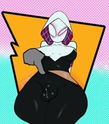 1futa animated balls bottom_heavy breasts bulge bulge_through_clothing clothed cum cum_leaking cum_through_clothes disembodied_hand fully_clothed futa_only futanari gwen_stacy gwen_stacy_(spider-verse) human marvel mask masked masked_female nipple_bulge no_sound precum solo solo_futa spicemanart spider-man:_into_the_spider-verse spider-man_(series) tagme thick_thighs tight_clothing twitching video wide_hips