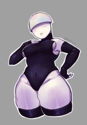 blush bottom_view latex_gloves latex_stocking latex_suit mushroom_girl thick_thighs wonderful_world