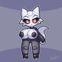 1:1 2025 aliasing android anthro areola big_breasts biped black_sclera bottomwear breasts camel_toe clothed clothing digital_drawing_(artwork) digital_media_(artwork) dragon eyebrows eyelashes female footwear front_view hi_res high_heels iker_(zaclyn) inverted_nipples legwear looking_at_viewer machine matz_(pixiv) mythological_creature mythological_scalie mythology nipples outline robot scalie shoes signature simple_background solo tail white_body white_ears white_tail yellow_eyes