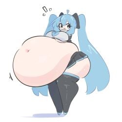 big_breasts hatsune_miku huge_ass huge_belly hyper_ass hyper_belly inflated_belly inflation o-bisu stuffed_belly stuffing vocaloid weight_gain