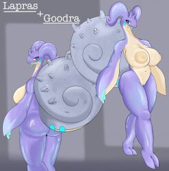 anthro big_ass big_breasts breasts brushbyter female flipper_hands flippers goodra hisuian_form hisuian_goodra lapras pokemon pokemon_(species) pokemon_fusion purple_body shell solo