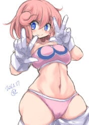 1girls breasts cameltoe gloves navel panties pants_down pastel_(twinbee) thighs top twinbee v wide_hips