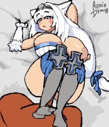 1girls 2d adriademon ahe_gao animated areola artist_name artist_watermark big_breasts breasts breedable_hips cat_ears clothing_aside corset cum cum_on_body cum_on_breasts cum_on_face cumshot dark-skinned_male disembodied_hand dobrynya_nikitich_(fate) duo fate/grand_order fate_(series) female glove holding_bed_sheet legs_apart loop looping_animation male missionary_position nipple on_bed penetration penis penis_in_pussy pixel_animation pixel_art pov pussy rosy_cheeks sex smile spreading_legs steamy steamy_sex stroking_own_cock tagme thrusting_into_pussy vagina vaginal_penetration vaginal_sex white-haired_female white_hair white_hair_female