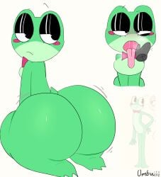 1girls amphibian amphibian_humanoid anthro ass big_ass big_butt black_eyes breasts bubble_ass bubble_butt butt caked_up fat_ass fat_butt female female_only frog frog_girl frog_humanoid glitch_productions gooseworx green_skin huge_ass huge_butt looking_back ombuiii reference_image ribbit_(the_amazing_digital_circus) saliva saliva_drip small_boobs small_breasts solo tail the_amazing_digital_circus thick_ass thick_butt tongue tongue_out uvula