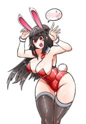 10:13 1girls 2020 animal_ears armpits arms_up black_hair blush breasts bunny_ears bunny_girl bunny_pose bunny_tail bunnysuit cleavage eyebrows_visible_through_hair eyes_visible_through_hair fake_animal_ears fake_tail female female_only fishnet_stockings fishnets highres large_breasts last_origin leaning_forward leotard long_hair looking_at_viewer mannungei neckerchief necktie open_mouth red_eyes red_leotard scissors_lise_(last_origin) sideboob simple_background solo speech_bubble spoken_blush standing sweat sweatdrop tail teeth thick_thighs thigh_gap thighhighs thighs tongue white_background wide_hips wrist_cuffs