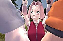 3d arm arm_up armpit_fetish armpit_sex armpits blushing damnedsfm double female fetish forest hands kink male naruto naruto_shippuden pink_hair precum sakura_haruno sasuke_uchiha sharingan small_penis sweat thin threesome uzumaki_naruto white_skin