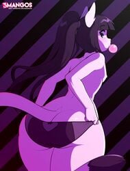 1boy 2018 3mangos androgynous animal_ears animal_tail anthro artist_name ass big_ass big_butt black_hair black_panties black_underwear blue_eyes bubble_gum butt cat cat_boy cat_ears cat_tail catboy clothing crossdressing curvy dated dressing eyebrows_visible_through_hair feline femboy fur furry furry_only girly highres huge_ass huge_butt large_ass looking_back male male_only mammal mercy_(suelix) nipples original panties partially_clothed ponytail sexually_suggestive simple_background sissy solo standing suelix tail thick_thighs trap underwear white_fur wide_hips