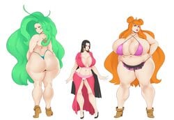 3girls ass big_ass big_breasts big_butt boa_hancock boa_marigold boa_sandersonia breasts female female_only high_heels huge_ass huge_breasts kuja_tribe multiple_girls muscular_female naughty_face one_piece seductive seductive_smile siblings sisters smile sunnysundown thick_thighs