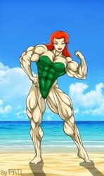 1girls batman:_the_animated_series batman_(series) dc_comics dcau extreme_muscles female female_only green_hair huge_muscles human matl muscular_female orange_hair orange_lips pale-skinned_female pale_skin pamela_isley poison_ivy poison_ivy_(dcau) solo