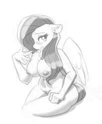 anthro blush bodily_fluids breasts cum cum_in_mouth cum_inside cum_on_hand cum_string equid equine feathered_wings feathers female fluttershy_(mlp) friendship_is_magic furry genital_fluids genitals hasbro hi_res looking_at_viewer mammal monochrome my_little_pony nipples nude open_mouth oral pegasus pussy simple_background sketch solo straight_hair traditional_media_(artwork) vistamage white_background wings