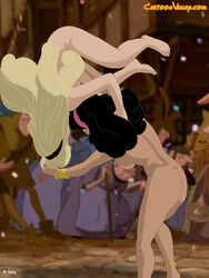 aurora_(sleeping_beauty) cartoonvalley.com catfight crossover disney disney_princess esmeralda helg princess royalty sleeping_beauty_(1959_film) the_hunchback_of_notre_dame