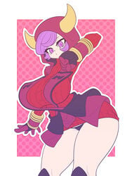 1girls courtney_(pokemon) courtney_(pokemon_oras) female huge_thighs human kaikoinu large_breasts nintendo pokemon pokemon_oras purple_eyes purple_hair short_hair team_magma thick_thighs thighs wide_hips