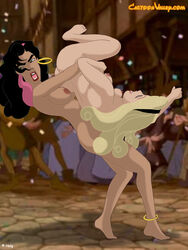 aurora_(sleeping_beauty) cartoonvalley.com catfight crossover disney disney_princess esmeralda helg nipples princess royalty sleeping_beauty_(1959_film) the_hunchback_of_notre_dame