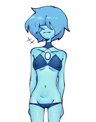 blue_hair blue_pearl_(steven_universe) blue_skin breasts female gem skinny small_breasts solo steven_universe