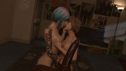 1boy 2girls 3d big_penis blender chloe_price cum cum_in_mouth cum_on_face cum_swap dark-skinned_male dark_skin female interracial koomer life_is_strange male max_caulfield threesome