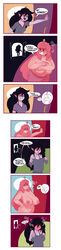 2girls adventure_time areolae big_breasts blush breasts canon_couple casual chubby_female cleavage comic cute dabble edit female female_only huge_breasts humor large_breasts marceline nipples nude pale_skin princess_bubblegum speech_bubble text yuri