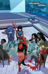 1boy 6girls a-force alison_blaire areolae avengers black_hair blonde_hair blue_hair blue_skin bottomless bottomless_male breasts busty busy captain_marvel carol_danvers clothed comic cosmic_hair cosmic_skin curvy dazzler female green_skin hero heroine hourglass_figure hulk_(series) human jessica_drew kall_alves latrell male marvel marvel_comics multiple_girls nico_minoru nipples nude parody parody_porn partially_clothed poker seriousfic she-hulk short_hair singularity sister_grimm spider-man spider-man_(series) spider-woman spider-woman_(jessica_drew) straight_hair strip_poker superheroine the_gloom tracyscops undressing voluptuous