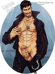 1boy abs actor captain_hook celebrity clothing colin_o'donoghue erection garikaliev hook in_character killian_jones male male_only muscle nipple_tweak once_upon_a_time_(tv_series) outdoors penis pirate pubic_hair revealing_clothes ship solo