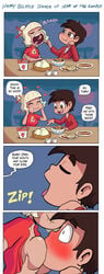 1boy 1girls baozi blushing breast_smother breast_sucking chinese_clothes cleavage cleavage_cutout comic disney disney_channel disney_xd jackie_lynn_thomas latino latino_male_white_female marco_diaz medium_breasts raicosama romantic star_vs_the_forces_of_evil suprised surprised tagme tan-skinned_female white_female wholesome