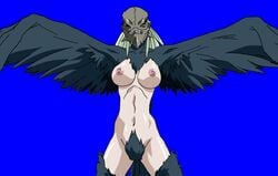 00s 1girls animated areolae black_feathers black_fur blue_background breast_squeeze breasts feathered_wings feathers female female_only flapping fur game_cg harpy large_breasts monster_girl navel nipples nude pubic_hair ribs silver_hair simple_background skull skull_bird skull_headwear sogna solo spiked_hair standing tail thighs viper_(series) viper_rsr winged_arms wings