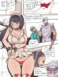 akali big_breasts blush bondage laliberte league_of_legends male nurse_akali shen shockblade_series shockblade_zed surgeon_shen the_grind_series zed