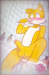 1boy 2_tails 2d 2d_animation absurd_res animated animation anthro balls bath bathroom biped blush brushing_teeth canid canine chionki foreskin fox genitals getting_bigger getting_caught getting_erect glans hi_res humanoid_genitalia humanoid_penis male male_only mammal miles_tails_prower multi_tail pawpads paws penis sega shy solo sonic_(series) sonic_the_hedgehog_(series) tagme tail tails_the_fox video