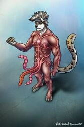 2020 2:3 absurd_res bandana blue_eyes colored felid feline fist gore hi_res living_clothing male mammal pantherine shaded signature simple_background smile snow_leopard tentacle vck