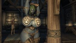 abs athletic_female beefy_girl buff dark_elf fit_female hourglass_figure muscular_female skyrim toned_stomach