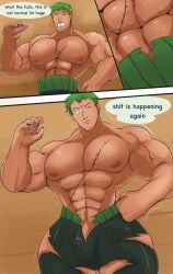 1boy 1male 1man abs bara bara_tiddies bara_tits barakando barazoku biceps big_biceps big_muscles big_pecs big_pectorals bigger_male confusion dark_nipples defined_muscles dialogue flaccid flaccid_penis gay giant giant_breasts giant_male green_hair growing growth growth_sequence half-dressed half_naked half_naked_male half_nude half_nude_male hand_on_waist haramaki homoerotic huge_breasts huge_male hyper_muscles japanese_male larger_male looking_at_self lore macho male male_boobs male_breasts male_focus male_only man_boobs man_breasts masculine masculine_male muscles muscular_arms muscular_biceps muscular_legs muscular_shoulders nipples no_shirt no_underwear one_piece pecs pecs_bigger_than_head pectorals pirate roronoa_zoro scar scar_across_eye scar_on_chest scar_on_face scars shoulders solo solo_focus solo_male tan tan_body tan_skin tanned tanned_body tanned_male tanned_skin text text_bubble torn_clothes torn_pants trapezius vein veins veins_on_arms veiny veiny_biceps veiny_muscles yaoi zoro zoro_(one_piece)