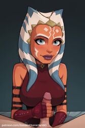 1girls ahsoka_tano ai_generated alien bare_shoulders big_breasts bimbo bimbo_lips bimbofication bounce bouncing_breasts breasts busty clone_wars colored_skin face_markings facial_tattoo female female_focus goldencharacters handjob hi_res hourglass_figure humanoid indoors jedi jerking_off jerkingoff lipstick lucasfilm male male_pov markings montrals nail_polish orange_skin pov prostitution shorter_than_10_seconds sleeveless solo star_wars star_wars_rebels tagme tentacle_hair togruta vertical_video video