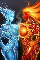 2girls ai_generated athletic athletic_female big_ass big_breasts big_thighs bimbo breasts chest curvaceous curvy curvy_figure digital_media_(artwork) elemental_creature elemental_humanoid enormous_ass enormous_breasts enormous_thighs female fire_(sevenarts) fire_creature fire_elemental fit fit_female gigantic_ass gigantic_breasts gigantic_thighs hips hourglass_figure huge_thighs humanoid large_ass large_breasts large_thighs legs light-skinned_female light_skin massive_ass massive_breasts massive_thighs mature mature_female muscular muscular_female original original_character original_characters sevenarts sevenverse sevenverse_fantasy slim_waist tall tall_female thesevenartsx thick thick_hips thick_legs thick_thighs thighs voluptuous waist water_(sevenarts) water_creature water_elemental wide_hips wide_thighs