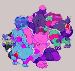 1girls 2boys anthro breast_grab deltarune girly jevil_(deltarune) kris_(deltarune) lancer_(deltarune) mmf_threesome ralsei susie_(deltarune) threesome vaginal_penetration