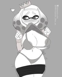 big_breasts bikini black_and_white female female_only hmister04 inkling inkling_girl navel nintendo nipples off_the_hook_(splatoon) pearl_(splatoon) solo splatoon