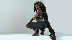 1girls 3d ass behind_view dark-skinned_female dark_skin female female_only fully_clothed imani_(paladins) nappana paladins solo