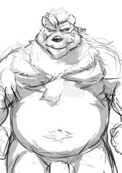 2020 anthro balls belly genitals hi_res ikaring kemono kimun_kamui_(tokyo_afterschool_summoners) male male_only mammal moobs nipples overweight overweight_anthro overweight_male penis simple_background solo tokyo_afterschool_summoners ursid video_games wen_kamui_(tokyo_afterschool_summoners) white_background