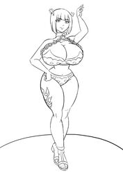 1girls art-2u big_breasts bikini brandish_mew cleavage curvy curvy_female curvy_figure fairy_tail full_body large_breasts monochrome short_hair solo source_request standing swimsuit