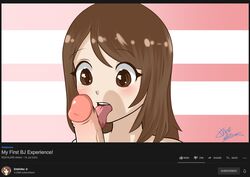 accurate_art_style blowjob blushing brown_hair emirichu fellatio female human licking male theeshrimp thumbnail youtube youtube_thumbnail youtuber