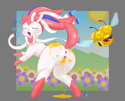 anus arthropod ass bodily_fluids combee eeveelution female feral fullfolka genital_fluids genitals hi_res honey male nintendo pokémon_(species) pokemon pokemon_(species) pussy pussy_juice sylveon video_games