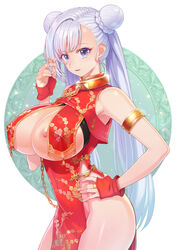 1girls alternative_costume alternative_hairstyle areola_slip areolae armlet armpits azur_lane bangs bare_shoulders belfast_(azur_lane) braid breast_curtains breastcloth breasts chains china_dress chinese_clothes circle_background cleavage collar covered_navel double_bun dress erect_nipples erect_nipples_under_clothes eyebrows_visible_through_hair female female_only fingerless_gloves floral_print gloves hair_between_eyes hair_bun hand_on_waist hand_up high_resolution huge_breasts jewelry large_breasts light-skinned_female light_skin long_hair long_twintails looking_at_viewer looking_to_the_side nipple_piercings nipple_slip nipples nopan open_mouth parted_lips pelvic_curtain piercing purple_eyes red_dress red_gloves ring royal_navy_(azur_lane) side_slit silver_hair simple_background sleeveless sleeveless_dress smile solo standing supurai thighs tied_hair twintails very_long_hair white_background