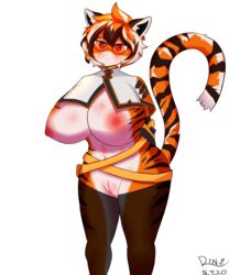 2020 alpha_channel anthro arknights big_breasts black_body black_fur black_hair black_nose blush breasts clothed clothing eyewear felid female fur genitals glasses hair hi_res legwear mammal multicolored_body multicolored_fur multicolored_hair nipples no_underwear orange-tinted_eyewear orange_body orange_fur orange_hair pantherine portrait pussy red_eyes rinthalox short_hair simple_background standing striped_body striped_fur stripes sunglasses thigh_highs three-quarter_portrait tiger tinted_eyewear transparent_background video_games waai_fu_(arknights) white_body white_fur white_hair