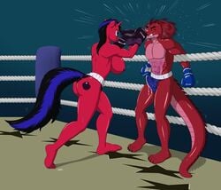 anthro boxing boxing_gloves boxing_ring breasts butt dragon fighting furry my_little_pony nude nude_female punching punching_bag punishment speed_bag