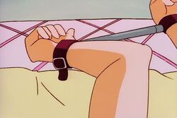 1990s 1994 1girls 20th_century animated arms_above_head bed bondage bottomless close-up f3:_frantic_frustrated_&_female female female_only hentai hiroe_ogawa_(f3) nageki_no_kenkou_yuuryouji nude ogawa_hiroe panties restrained socks socks_only solo spreader_bar struggling teenage_girl